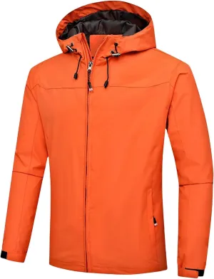 Men's Lightweight Softshell Jacket Hiking Windbreaker Jackets Hooded Waterproof Windproof Raincoat Outdoor Coat Unisex