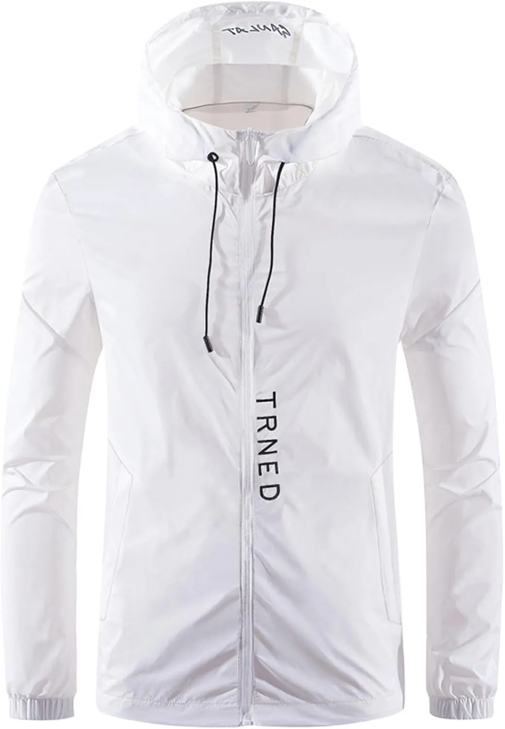 Men's Lightweight Windbreaker Breathable Waterproof Hooded Rain Jacket Zip Sun Protection Hoodie Jackets Outdoor Coats