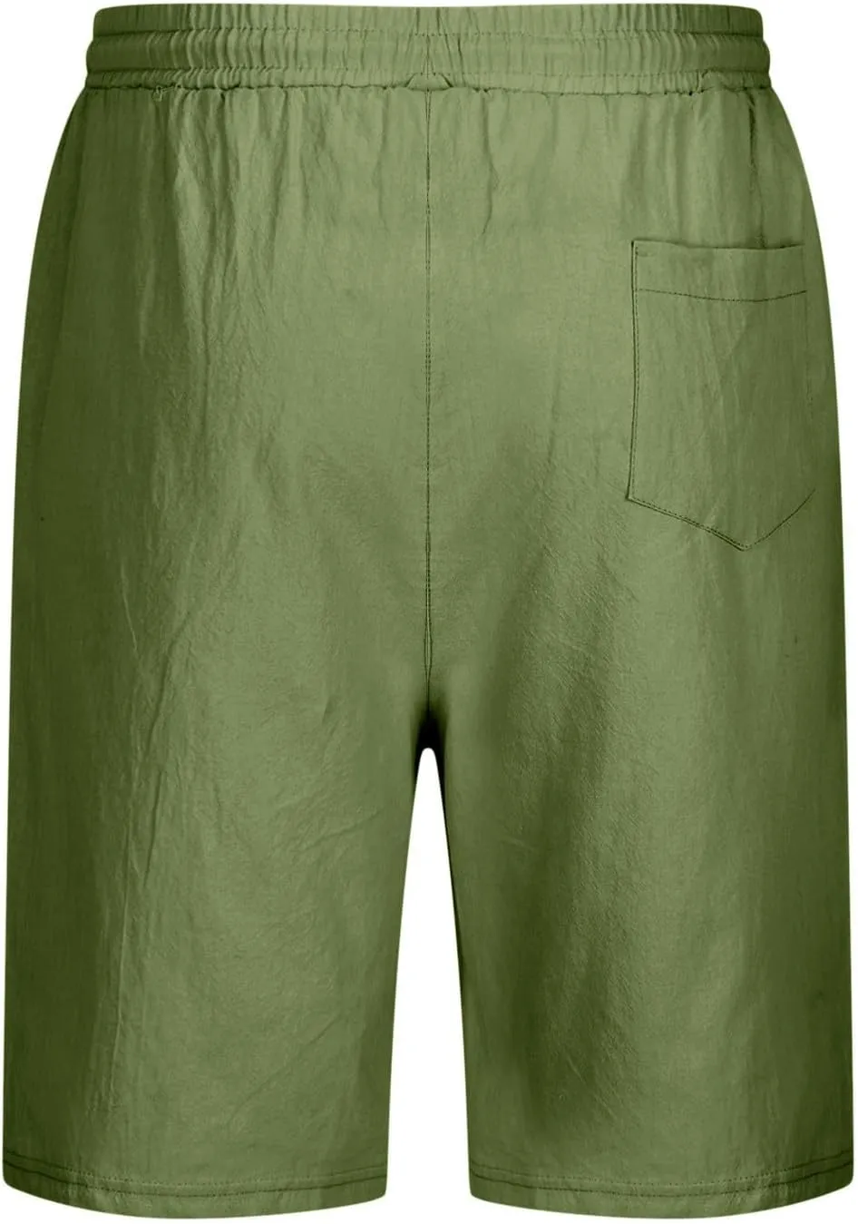 Mens Linen Shorts Casual Summer Stretch Waist Drawstring Lounge Shorts Loose Fit Lightweight Beach Shorts with Pocket