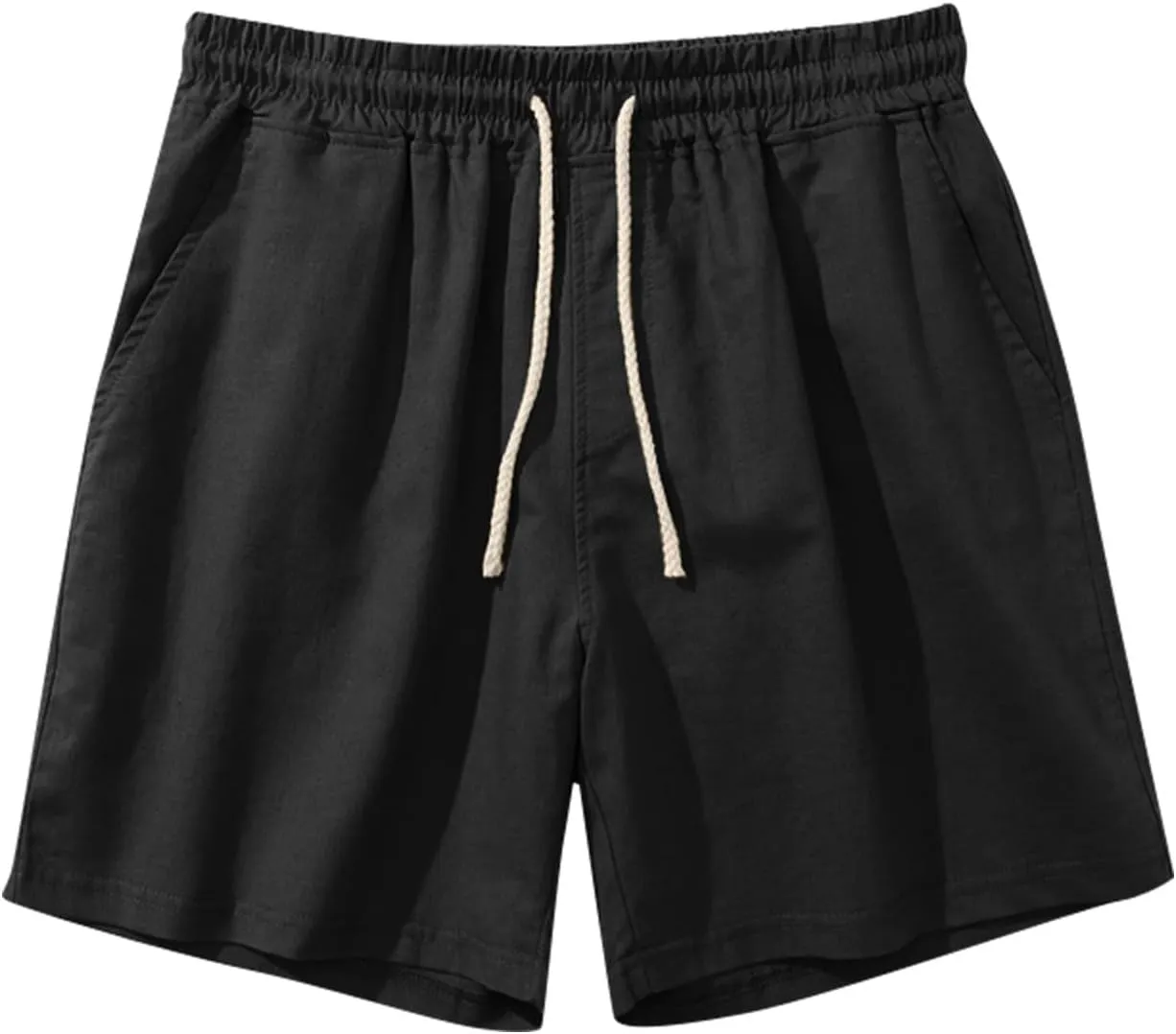 Men's Linen Shorts Slim-fit 5" Flat Front Casual Summer Stretch Shorts Golf Beach Shorts with Pockets