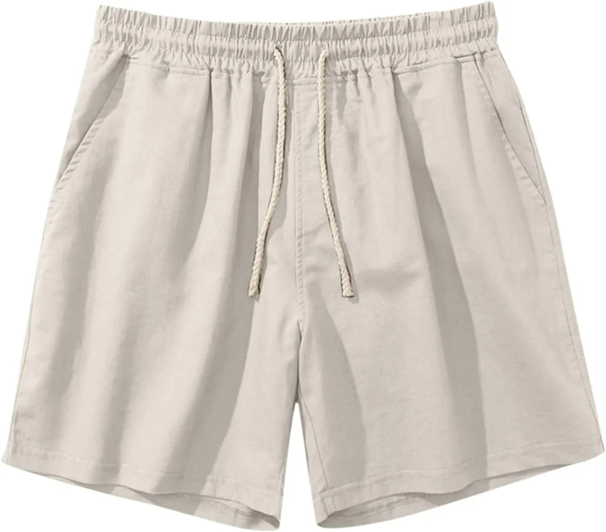 Men's Linen Shorts Slim-fit 5" Flat Front Casual Summer Stretch Shorts Golf Beach Shorts with Pockets