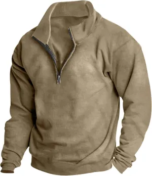 Men's Long-Sleeve Quarter-Zip Sweatshirt Long Sleeve Solid Pullover Loose Fit Lightweight Golf Mock Neck Sweaters