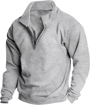 Men's Long-Sleeve Quarter-Zip Sweatshirt Long Sleeve Solid Pullover Loose Fit Lightweight Golf Mock Neck Sweaters