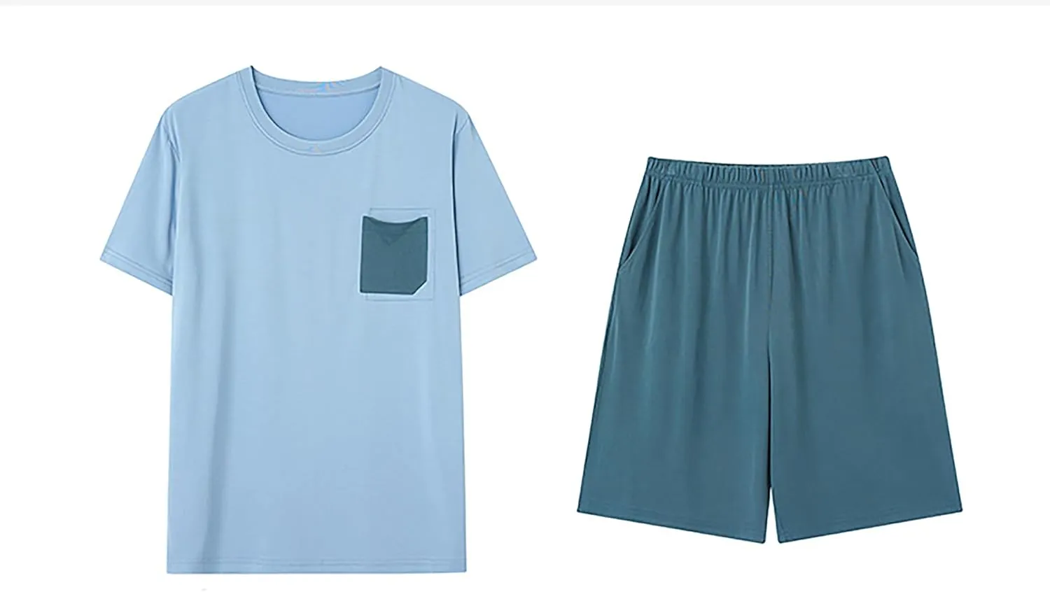 Mens Pajama Set Cotton Sleepwear Nightwear Short Sleeve Shirt and Shorts Lounge Wear Pjs Sleep Sets