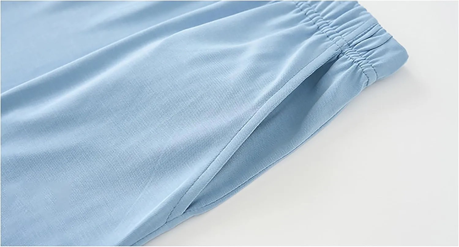 Mens Pajama Set Cotton Sleepwear Nightwear Short Sleeve Shirt and Shorts Lounge Wear Pjs Sleep Sets