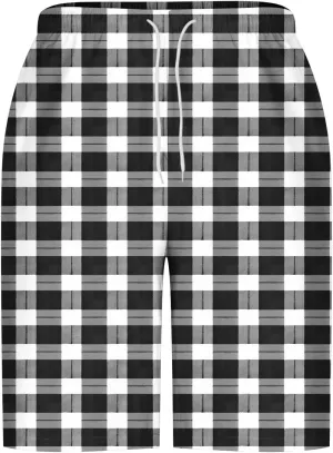 Men's Plaid Shorts Drawstring Elastic Waist Lounge Short Pants Quick Dry Loose Fit Swim Shorts Funny Beach Shorts