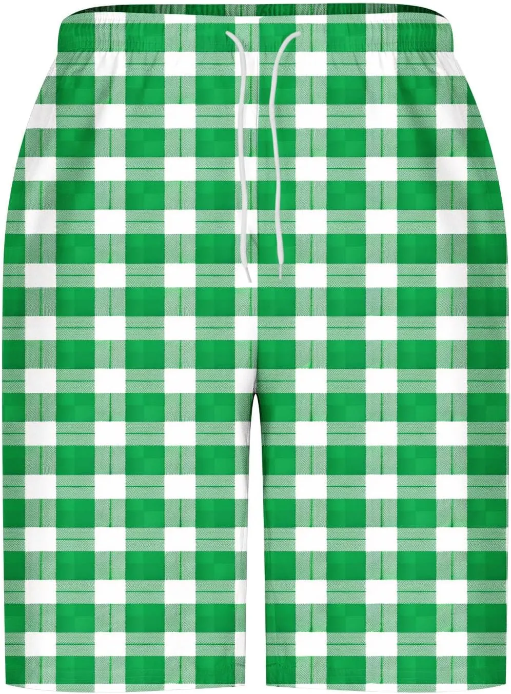 Men's Plaid Shorts Drawstring Elastic Waist Lounge Short Pants Quick Dry Loose Fit Swim Shorts Funny Beach Shorts