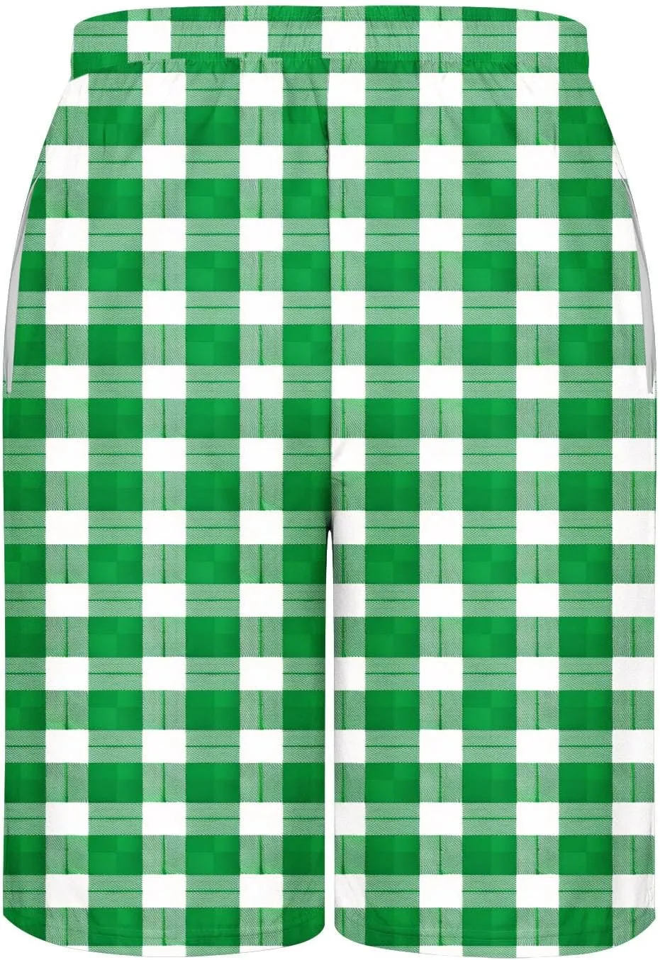 Men's Plaid Shorts Drawstring Elastic Waist Lounge Short Pants Quick Dry Loose Fit Swim Shorts Funny Beach Shorts