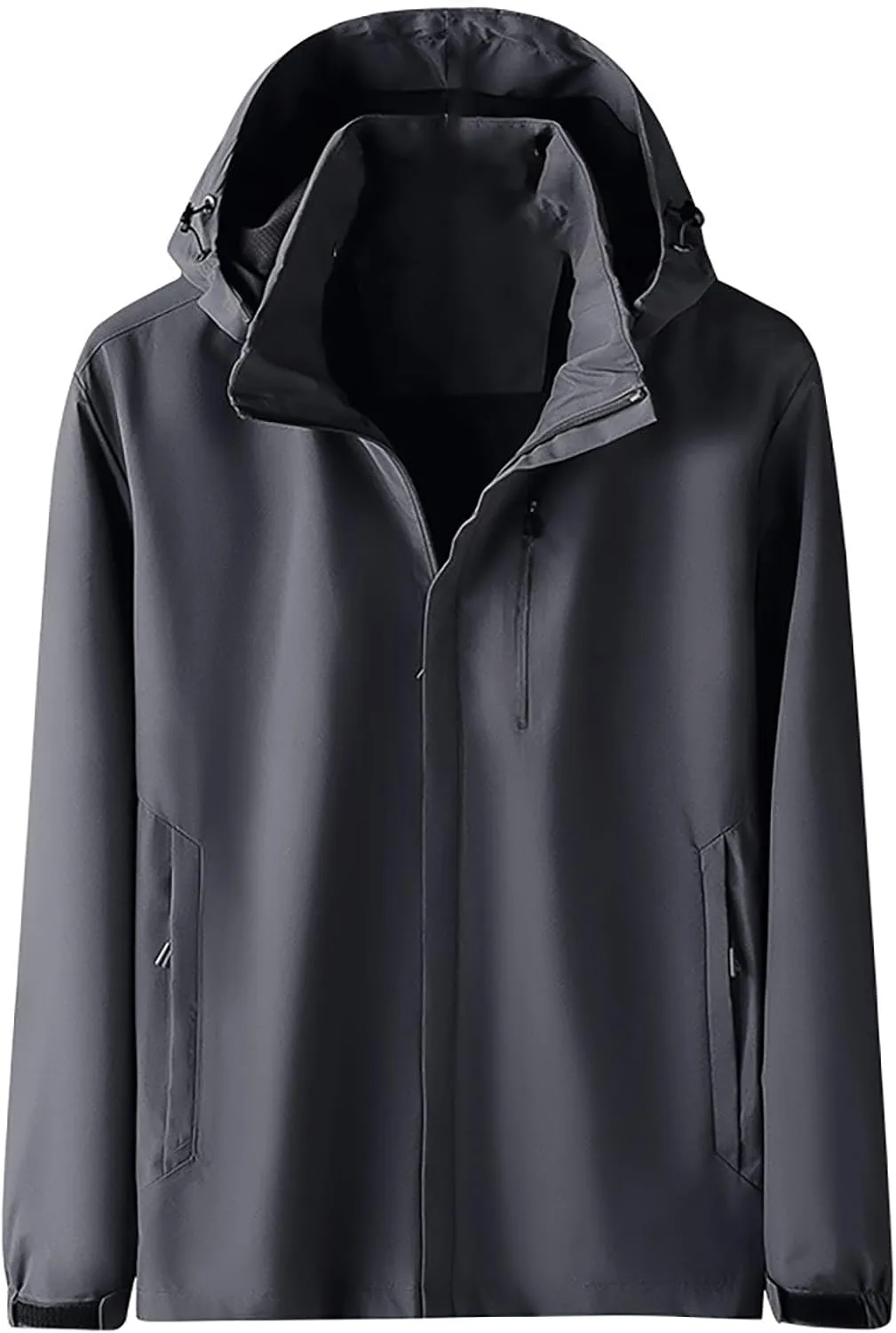 Mens Rain Jacket Outdoor Hooded Lightweight Cycling Raincoat Windbreaker Long Jacket Casual Windproof Overcoats
