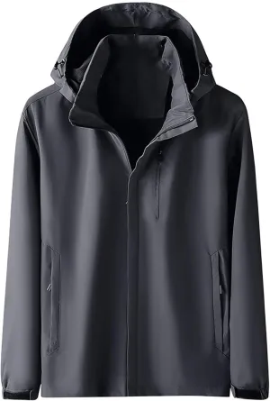 Mens Rain Jacket Outdoor Hooded Lightweight Cycling Raincoat Windbreaker Long Jacket Casual Windproof Overcoats