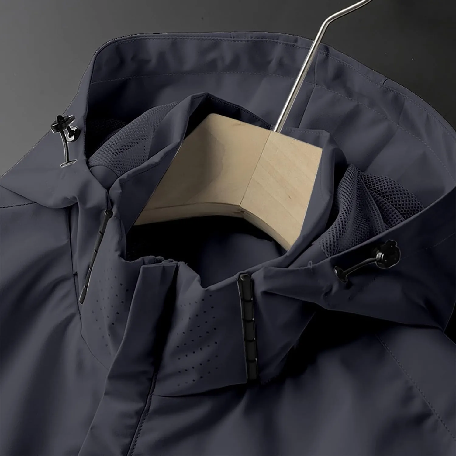 Mens Rain Jacket Outdoor Hooded Lightweight Cycling Raincoat Windbreaker Long Jacket Casual Windproof Overcoats