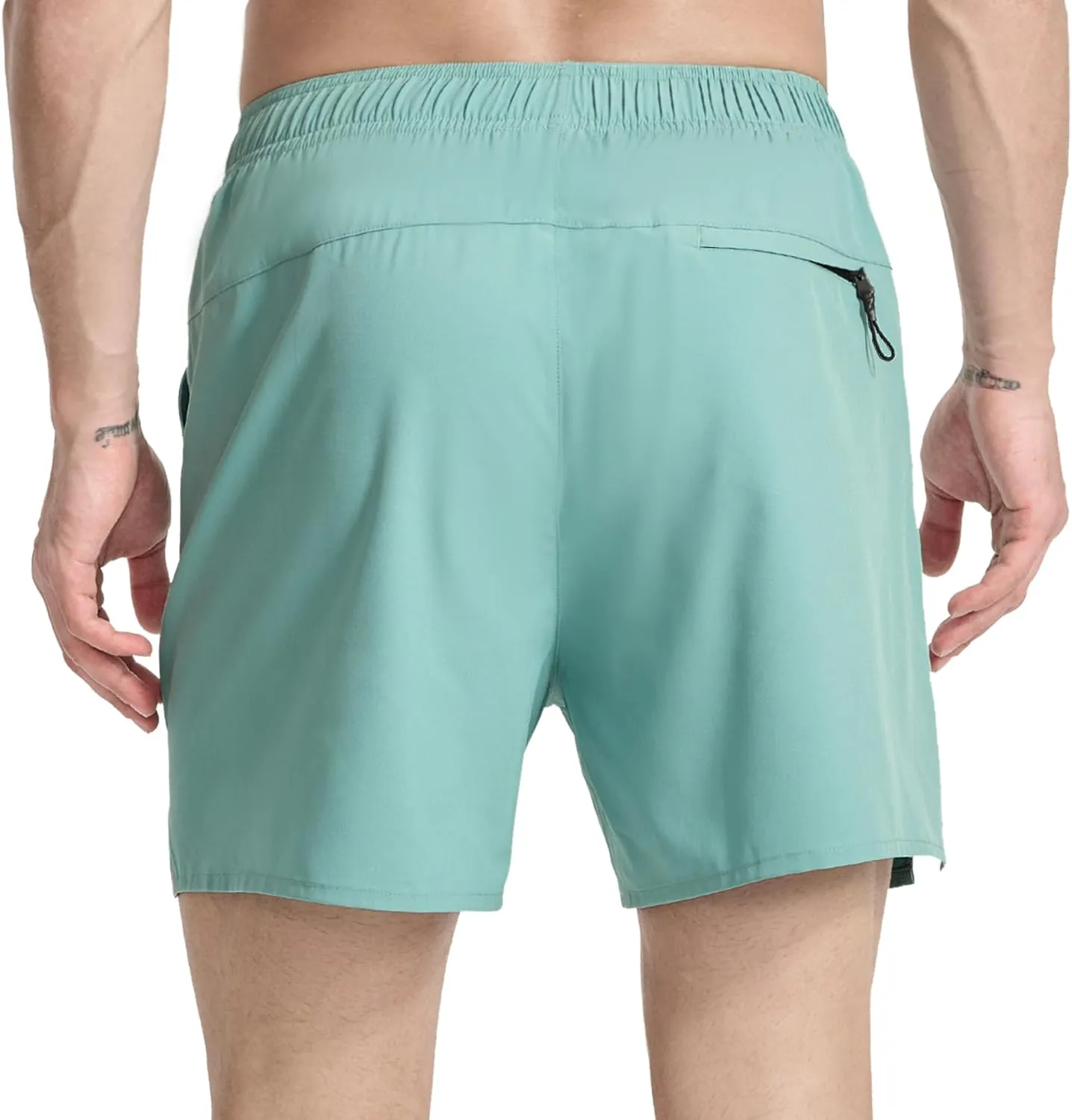 Men's Running Athletic Shorts 5 inch Quick Dry Workout Short Tennis Gym Shorts with Zipper Pockets