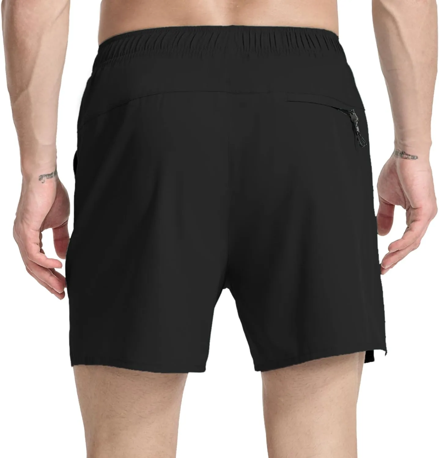 Men's Running Athletic Shorts 5 inch Quick Dry Workout Short Tennis Gym Shorts with Zipper Pockets