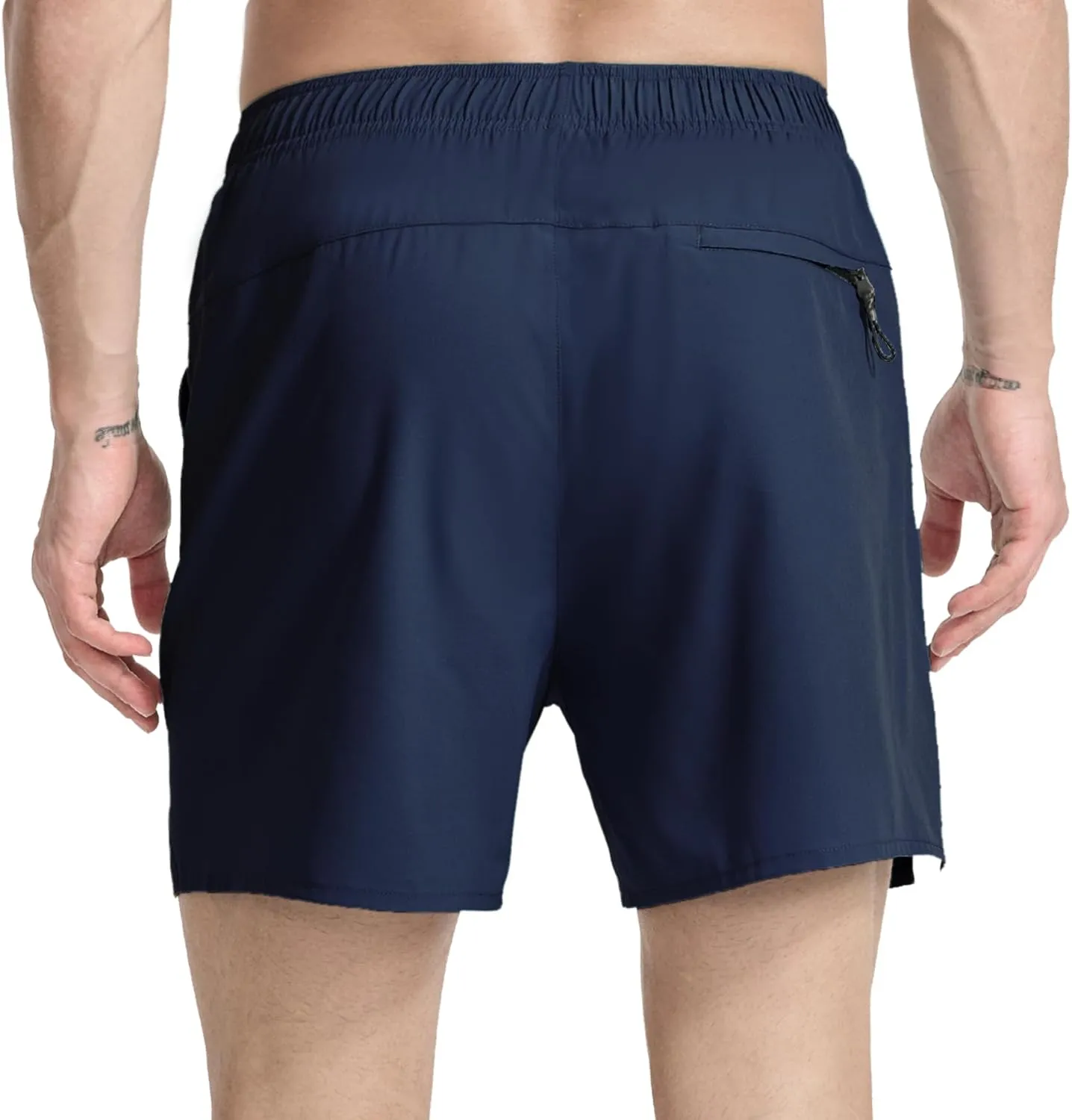 Men's Running Athletic Shorts 5 inch Quick Dry Workout Short Tennis Gym Shorts with Zipper Pockets