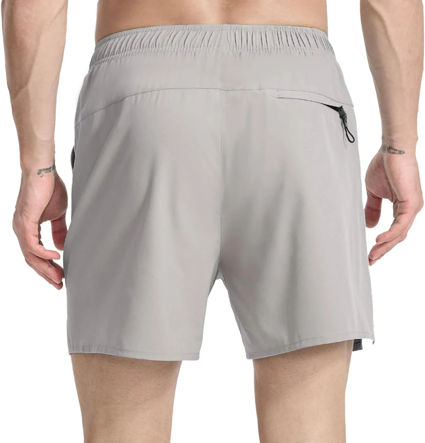 Men's Running Athletic Shorts 5 inch Quick Dry Workout Short Tennis Gym Shorts with Zipper Pockets