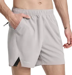 Men's Running Athletic Shorts 5 inch Quick Dry Workout Short Tennis Gym Shorts with Zipper Pockets