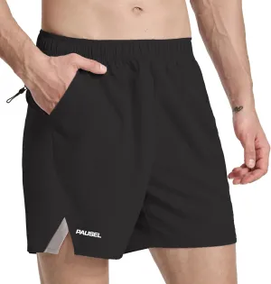 Men's Running Athletic Shorts 5 inch Quick Dry Workout Short Tennis Gym Shorts with Zipper Pockets