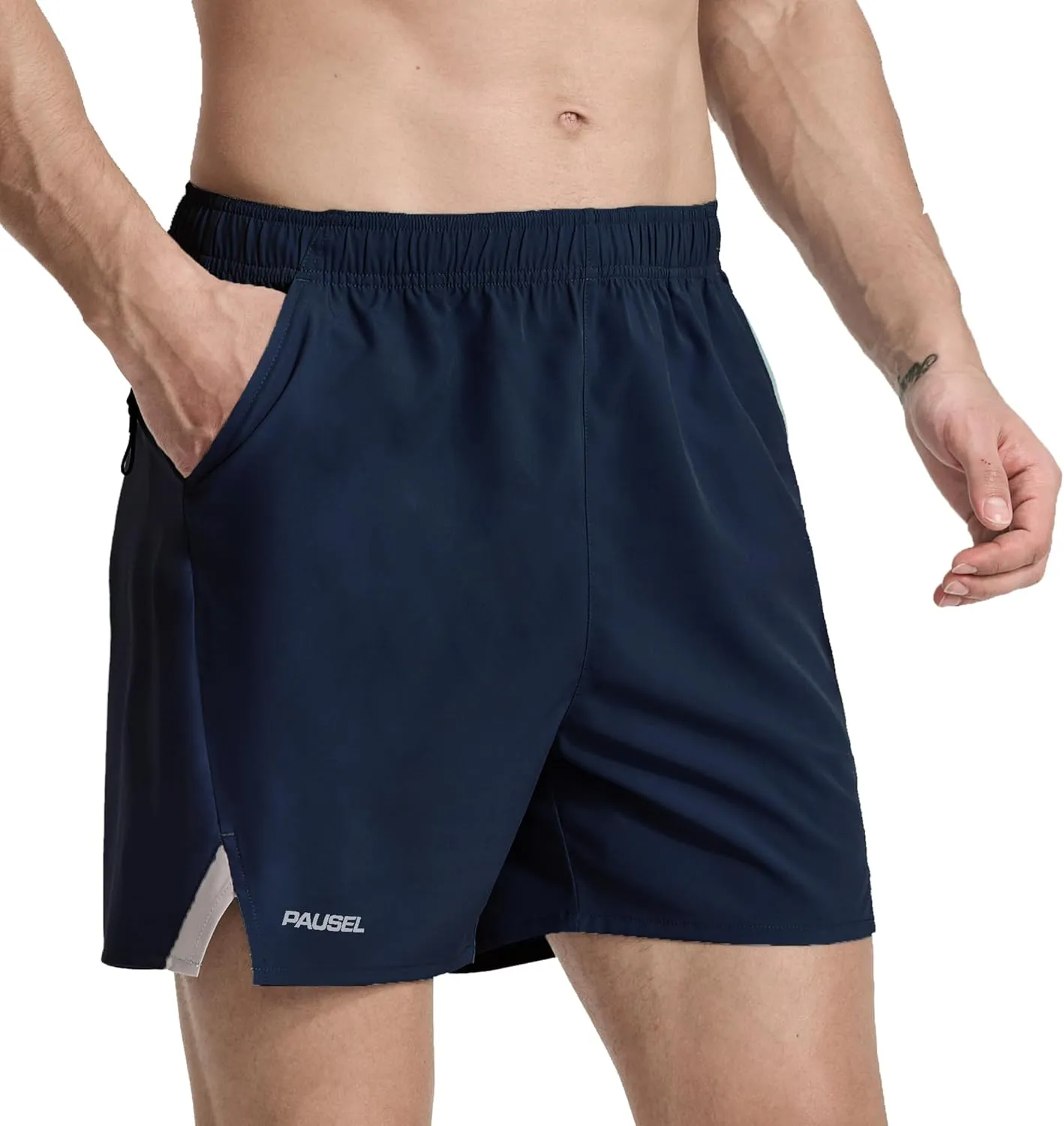 Men's Running Athletic Shorts 5 inch Quick Dry Workout Short Tennis Gym Shorts with Zipper Pockets