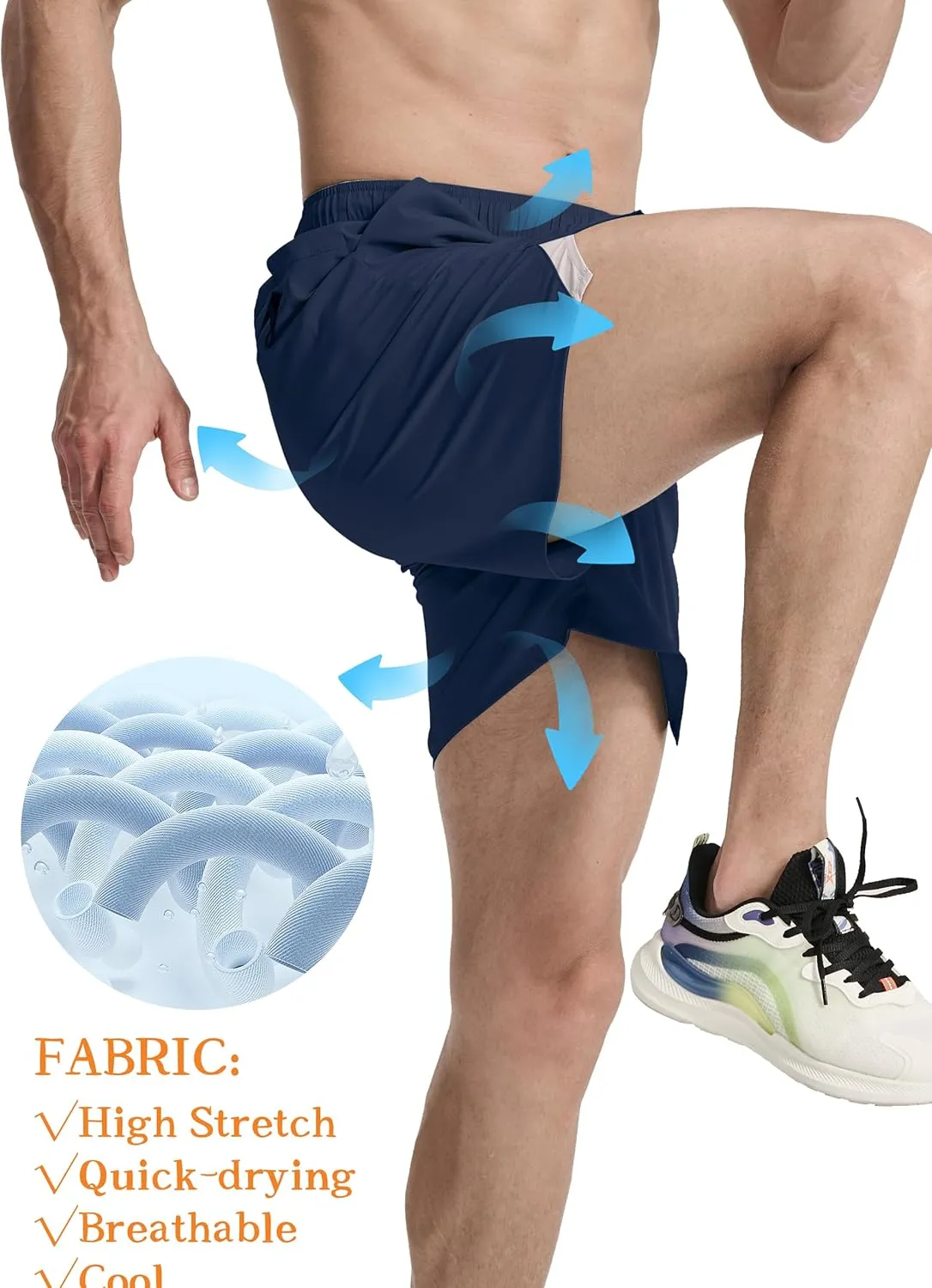 Men's Running Athletic Shorts 5 inch Quick Dry Workout Short Tennis Gym Shorts with Zipper Pockets