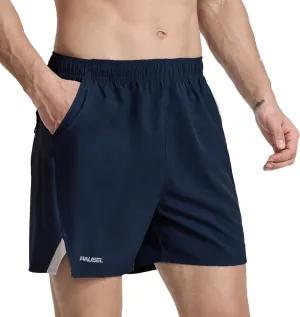 Men's Running Athletic Shorts 5 inch Quick Dry Workout Short Tennis Gym Shorts with Zipper Pockets