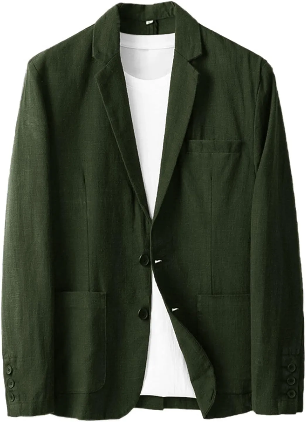Men's Slim Fit Linen Jacket Casual Two Button Sportcoat Blazer Jacket