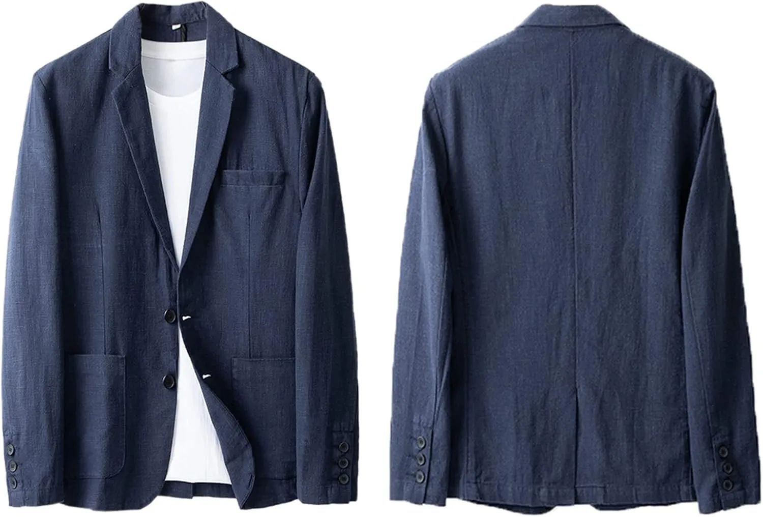 Men's Slim Fit Linen Jacket Casual Two Button Sportcoat Blazer Jacket