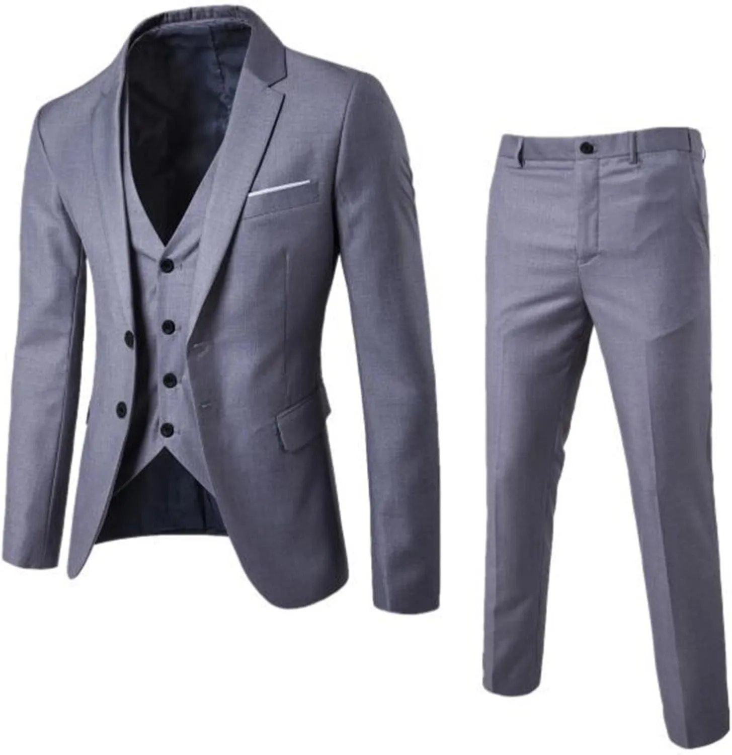 Men's Slim Fit Suit Clothes Two Button 3 Pieces Blazer Dress Business Wedding Prom Party Jacket Vest & Pant Outfits