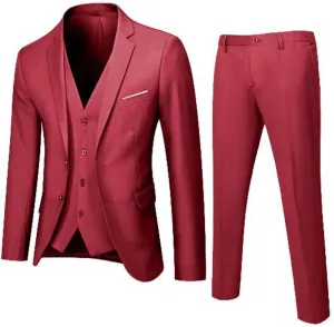 Men's Slim Fit Suit Clothes Two Button 3 Pieces Blazer Dress Business Wedding Prom Party Jacket Vest & Pant Outfits
