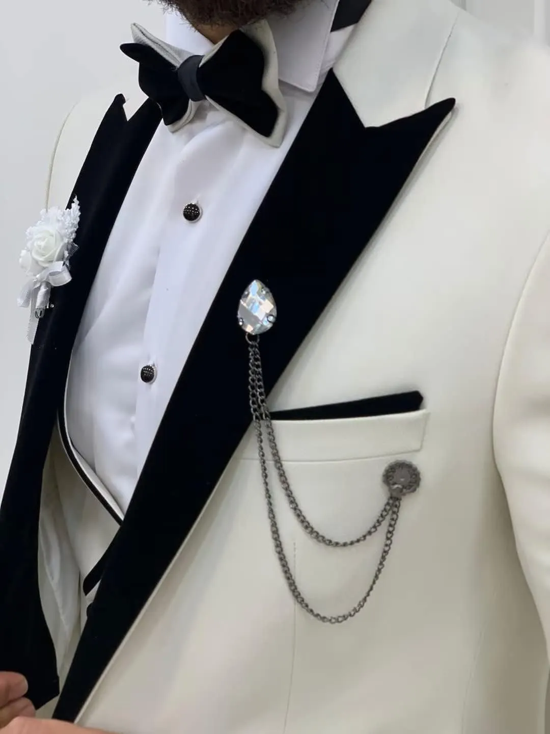 Men's Suit 3 Pieces Slim Fit One Button Blazer Tuxedos Wedding Suits for Men Double Breasted Vest Formal Suits