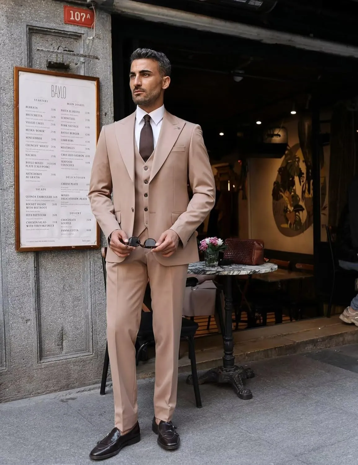 Mens Suit Slim Fit 3 Piece Suits for Men Wedding Suits Elegant Classic One Button Formal Prom Dinner Tuxedo