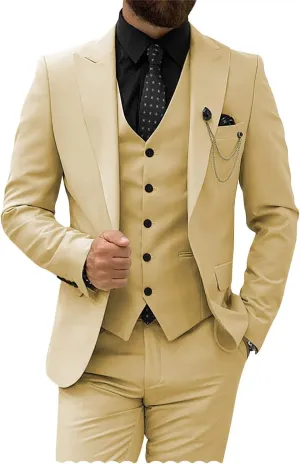 Mens Suit Slim Fit 3 Piece Suits for Men Wedding Suits Elegant Classic One Button Formal Prom Dinner Tuxedo
