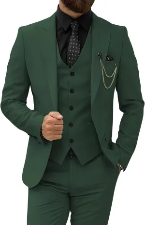 Mens Suit Slim Fit 3 Piece Suits for Men Wedding Suits Elegant Classic One Button Formal Prom Dinner Tuxedo