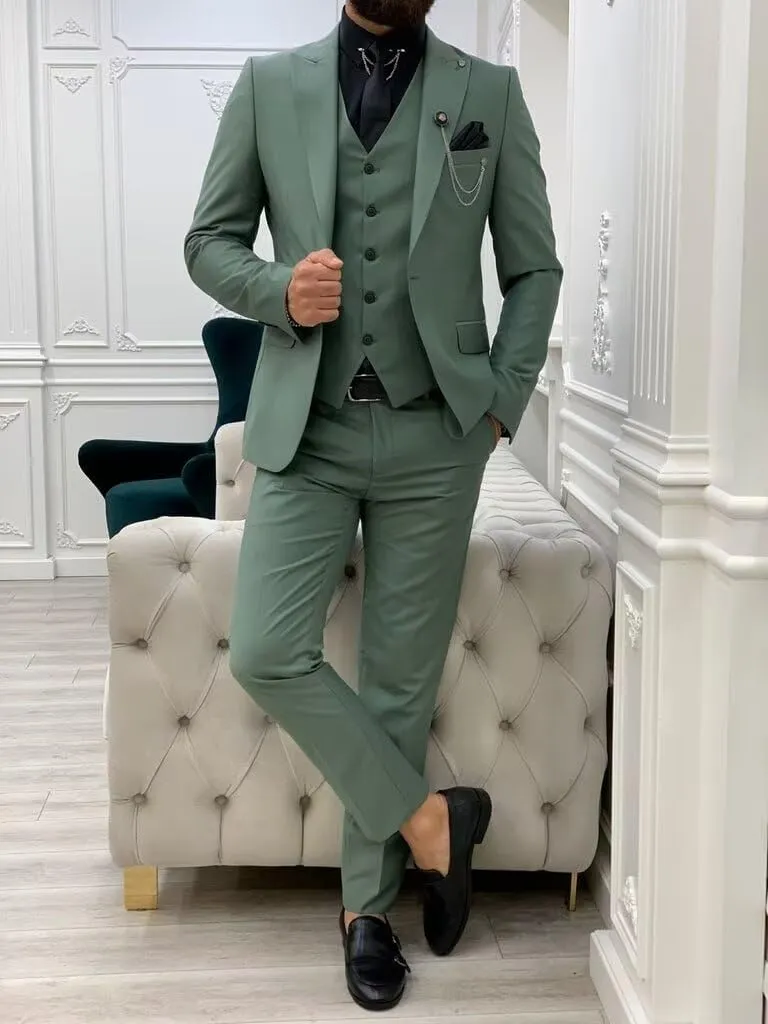 Mens Suit Slim Fit 3 Piece Suits for Men Wedding Suits Elegant Classic One Button Formal Prom Dinner Tuxedo