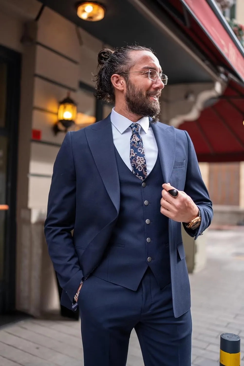 Mens Suit Slim Fit 3 Piece Suits for Men Wedding Suits Elegant Classic One Button Formal Prom Dinner Tuxedo