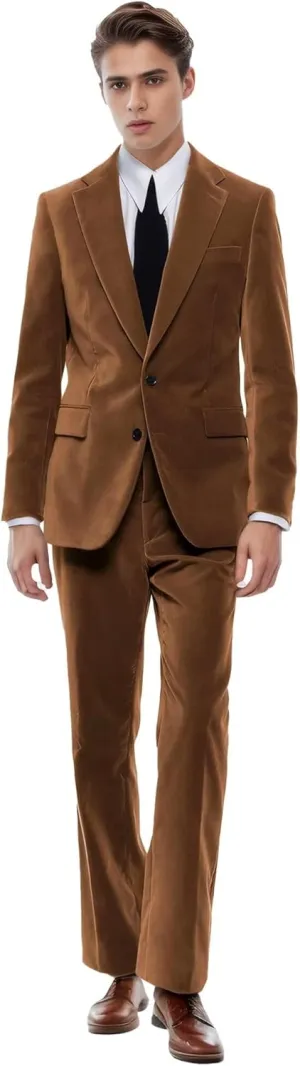 Men's Suits 2 Piece Velvet Suit for Men Slim Fit Suit Jacket Pants Set Two Button Prom Wedding Tuxedo Suits