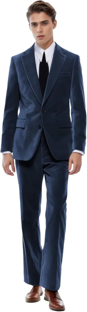 Men's Suits 2 Piece Velvet Suit for Men Slim Fit Suit Jacket Pants Set Two Button Prom Wedding Tuxedo Suits