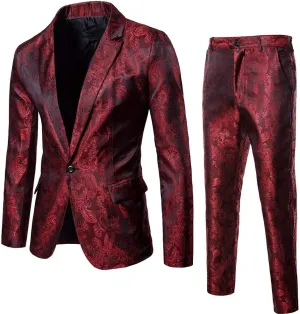 Mens Suits, Slim Fit Prom Homecoming Suit for Men, Wedding Business Outfit 2 Piece Suit Jacket Blazer Pants Set