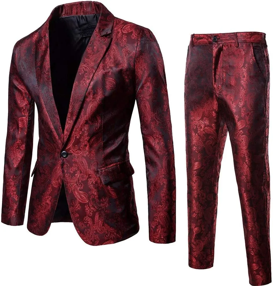 Mens Suits, Slim Fit Prom Homecoming Suit for Men, Wedding Business Outfit 2 Piece Suit Jacket Blazer Pants Set