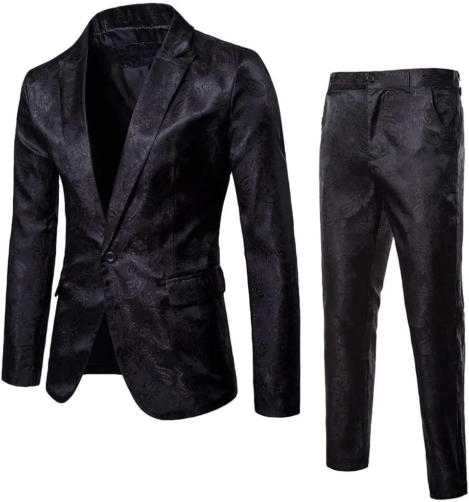Mens Suits, Slim Fit Prom Homecoming Suit for Men, Wedding Business Outfit 2 Piece Suit Jacket Blazer Pants Set