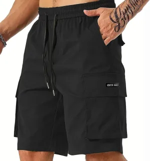 Mens Summer Shorts Relaxed Fit Elastic Waist Cargo Shorts with Multi Pockets Summer Breathable Work Hiking Short