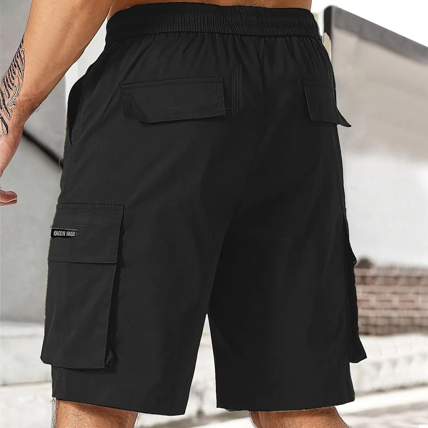 Mens Summer Shorts Relaxed Fit Elastic Waist Cargo Shorts with Multi Pockets Summer Breathable Work Hiking Short
