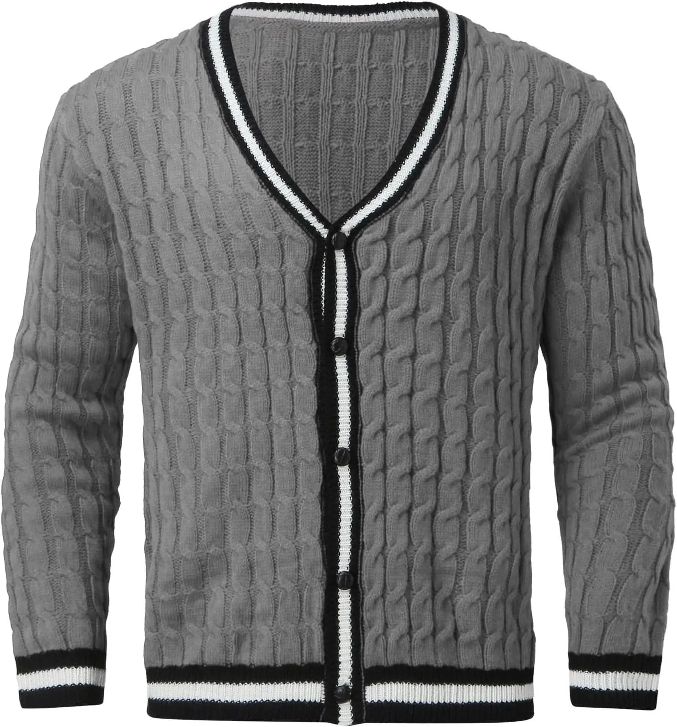 Mens Sweater Men's Patchwork V Neck Open Front Button Down Long Sleeve Knitted Cardigan Sweater