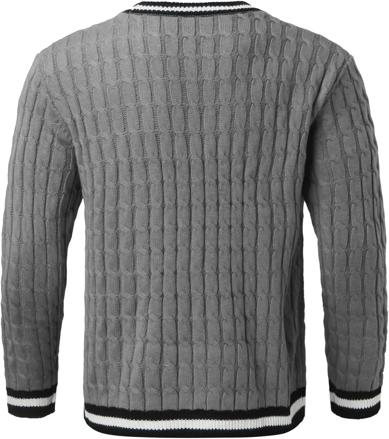 Mens Sweater Men's Patchwork V Neck Open Front Button Down Long Sleeve Knitted Cardigan Sweater