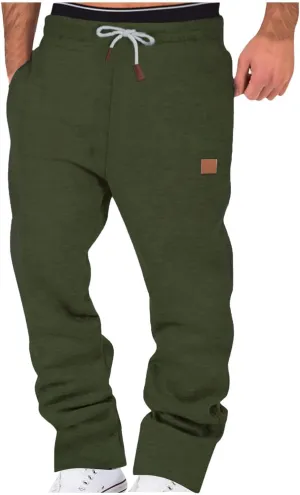 Mens Sweatpants Joggers Fleece Sweatpants Men Comfy Work Pants Straight Leg Elastic Waist Pants Drawstring Sweatpants