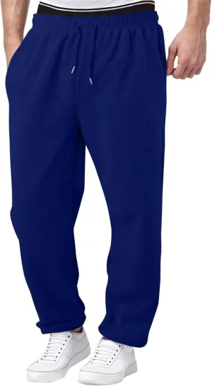 Mens Sweatpants Open Bottom Athletic Baggy Straight Leg Pants Casual Drawstring Waist Fleece Joggers with Pockets