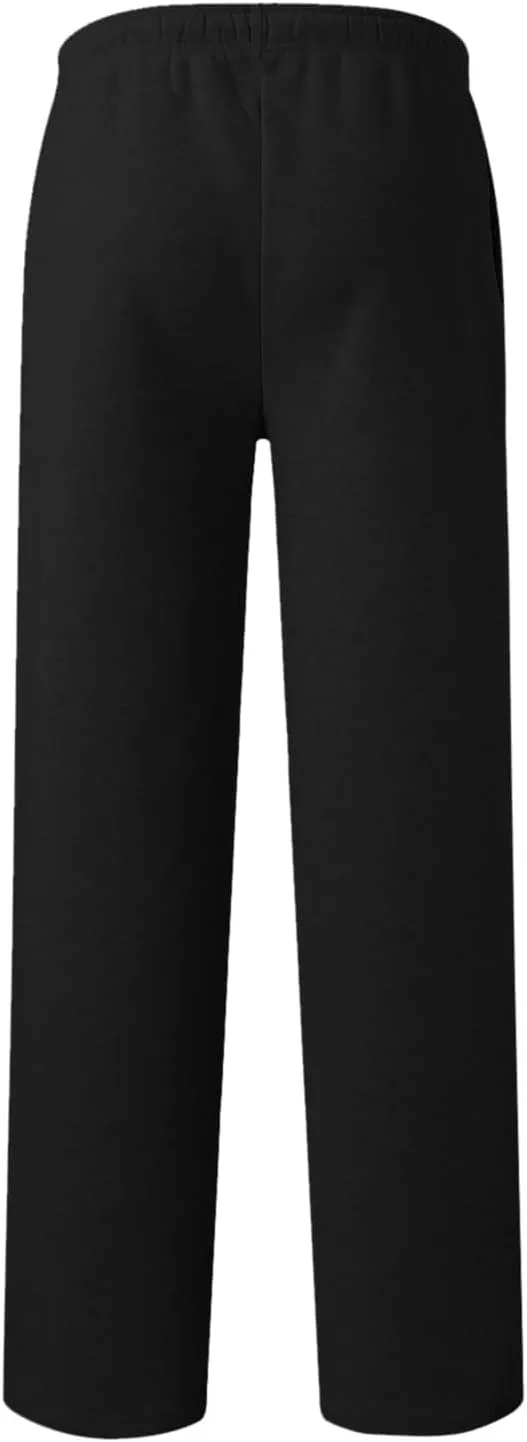 Mens Sweatpants Open Bottom Athletic Baggy Straight Leg Pants Casual Drawstring Waist Fleece Joggers with Pockets