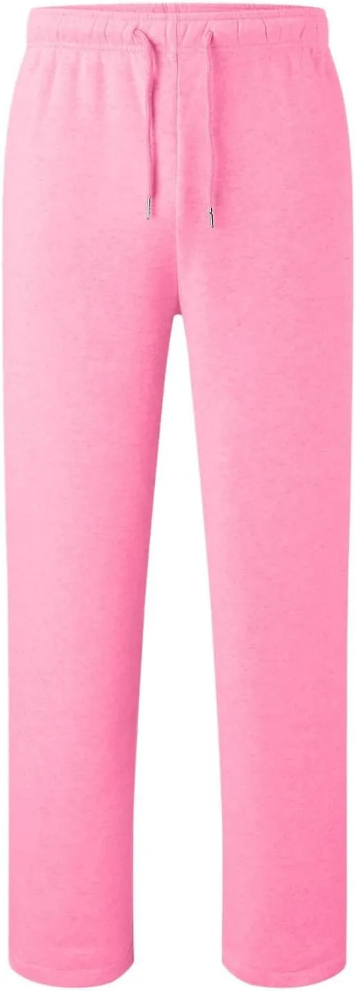 Mens Sweatpants Open Bottom Athletic Baggy Straight Leg Pants Casual Drawstring Waist Fleece Joggers with Pockets