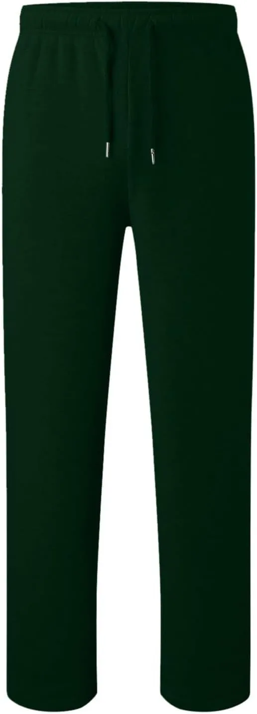 Mens Sweatpants Open Bottom Athletic Baggy Straight Leg Pants Casual Drawstring Waist Fleece Joggers with Pockets