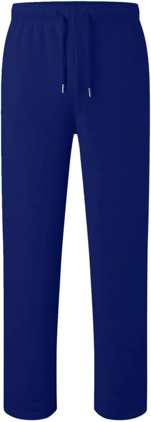 Mens Sweatpants Open Bottom Athletic Baggy Straight Leg Pants Casual Drawstring Waist Fleece Joggers with Pockets
