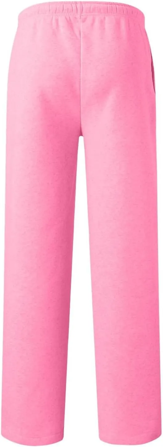 Mens Sweatpants Open Bottom Athletic Baggy Straight Leg Pants Casual Drawstring Waist Fleece Joggers with Pockets